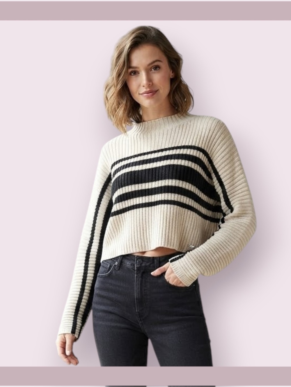 Hollister Ribbed Mock Neck Cropped Sweater